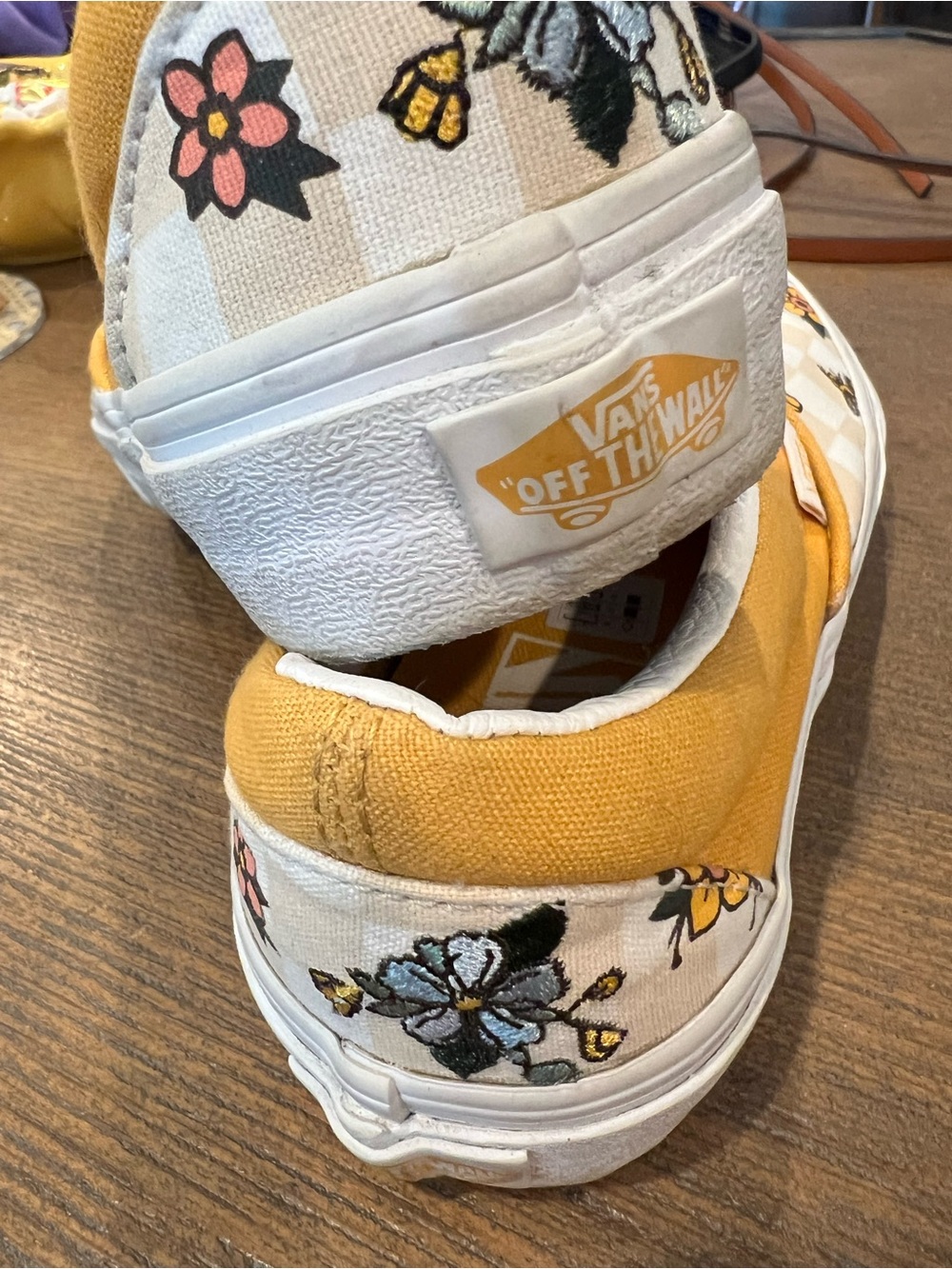 Vans Slip-On Checkerboard Floral Sneakers - Yellow & Cream - Picture 2 of 4